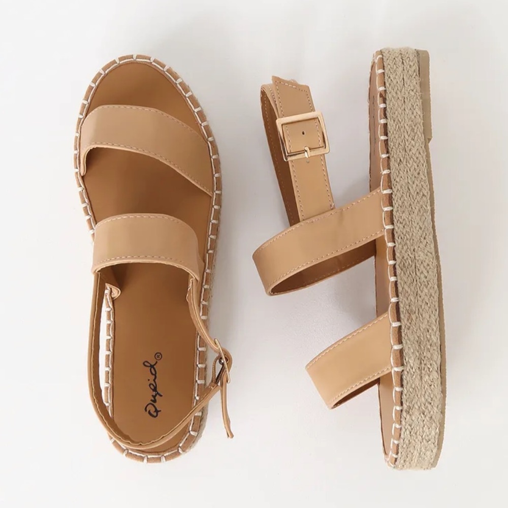 Lulu's Tan Espadrille Platform Sandals